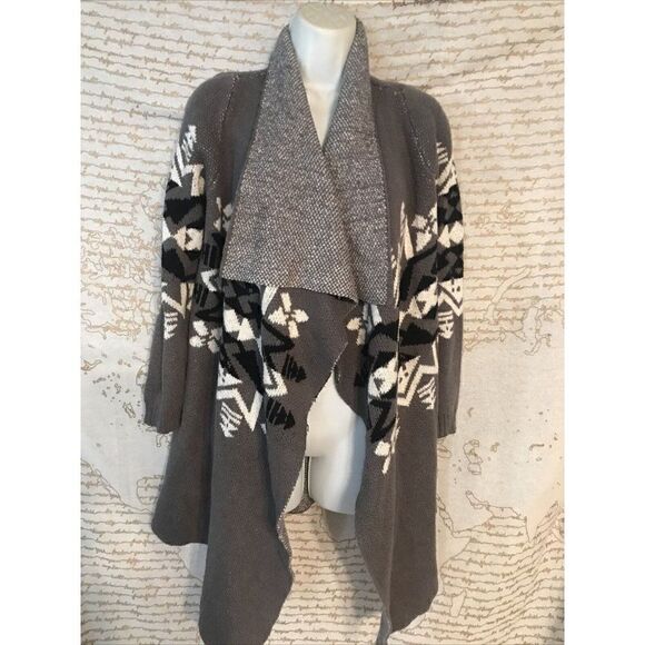 SHOW ME YOUR MUMU MELLOW Aztec Yummy Sweater Cardigan Size XS Oversized Gray. B - Picture 1 of 8